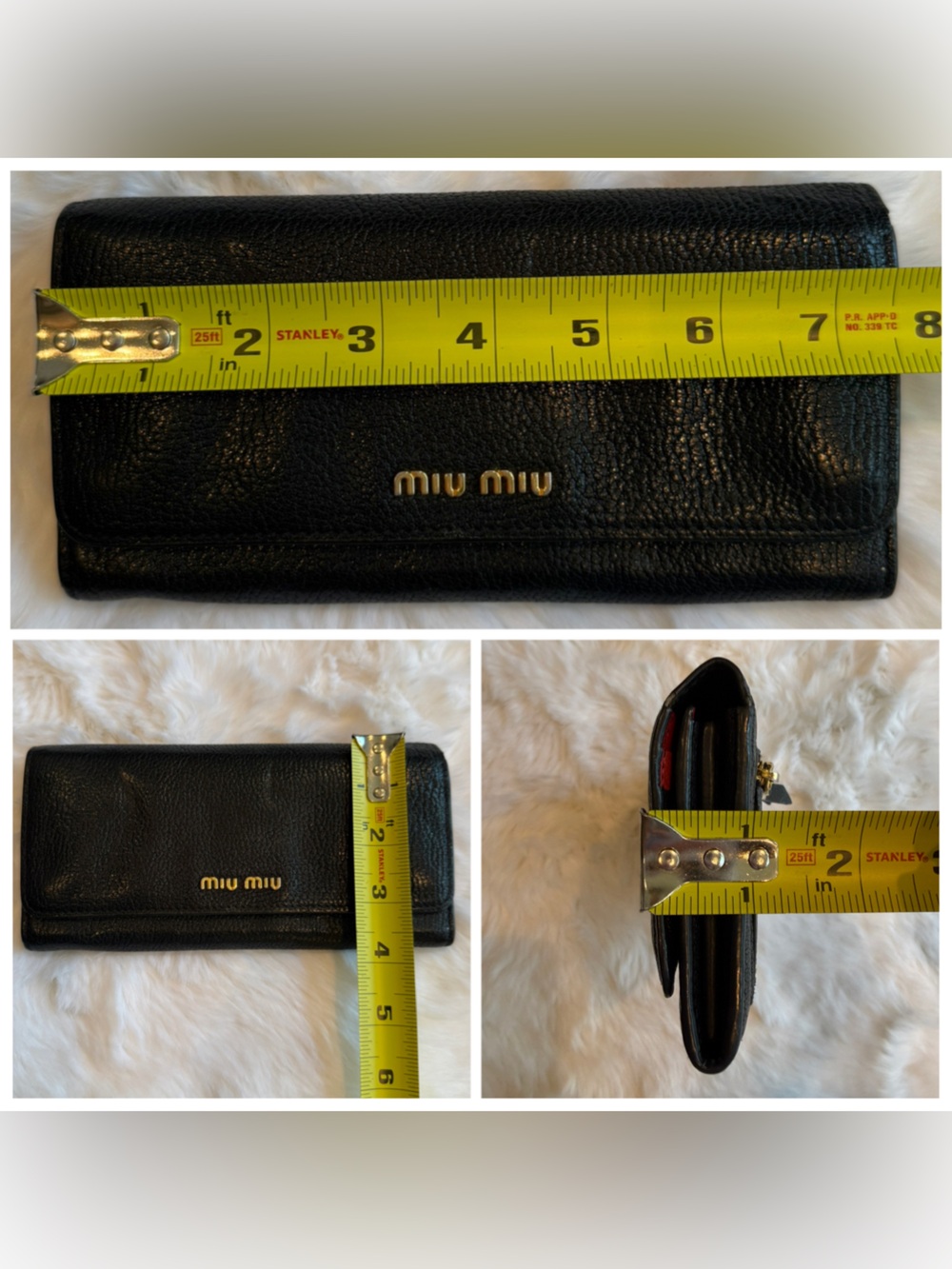 Miu Miu Black Leather Continental Flap Wallet with Gold Logo - Picture 14 of 14